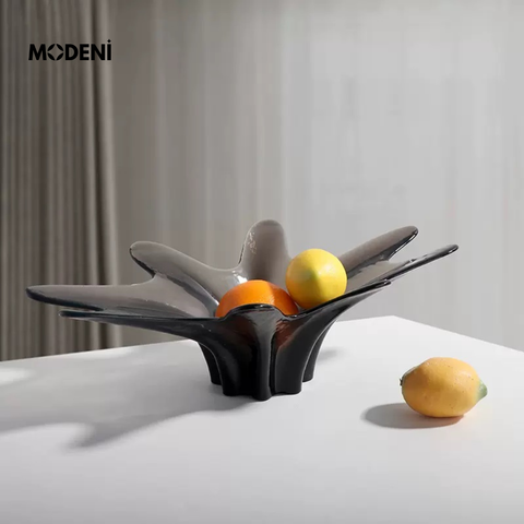 Tô Trái Cây Thủy Tinh Doris Xám Cao Cấp – Thiết Kế Nghệ Thuật Đương Đại – Decor Kệ Tủ, Bàn Sofa Sang Trọng 