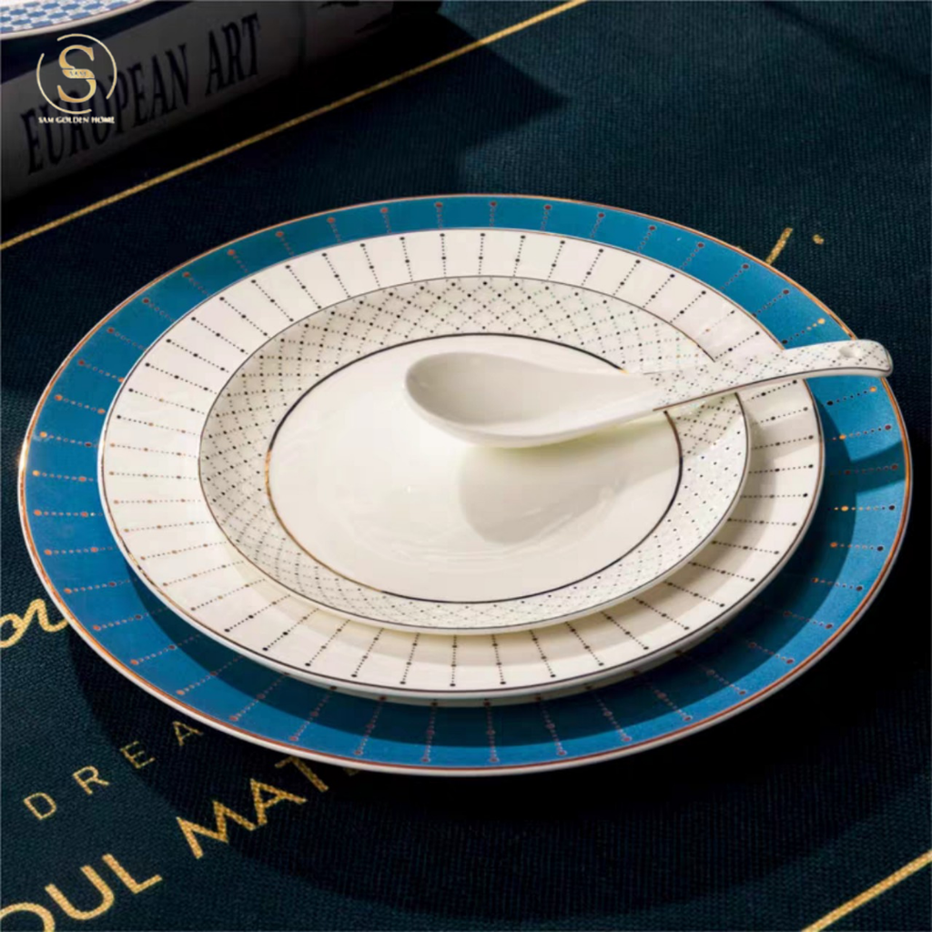 Bộ Tô Chén Đĩa Andria Sứ Xương Cao Cấp Sang Trọng Phong Cách Châu Âu
