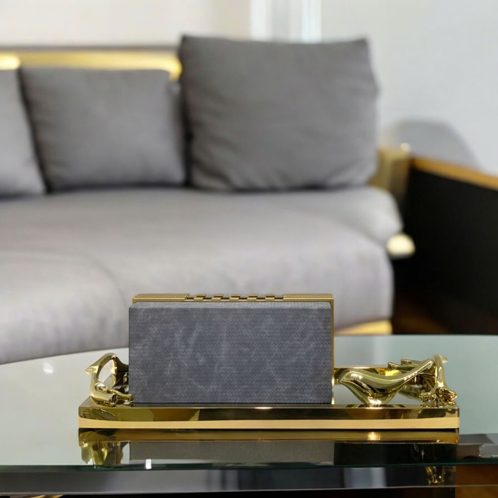 Hộp Khăn Giấy Modica Fabric Luxe – Vải Dệt Cao Cấp Tông Ghi Xám – Decor Tối Giản Có Gu