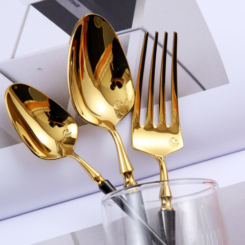 Bộ Dao Muỗng Nĩa Serena Black Gold Cutlery Set Inox 304 Cao Cấp Sang Trọng