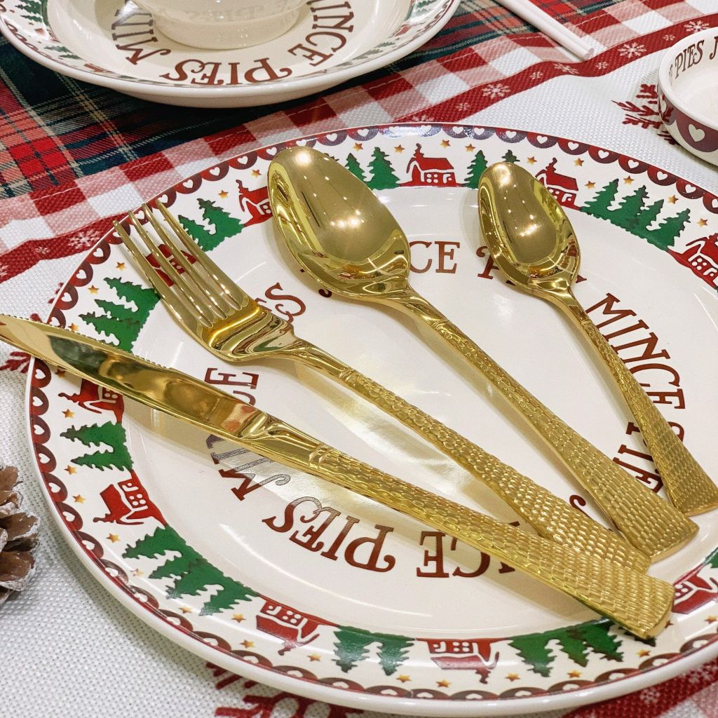 Dao Muỗng Nĩa Salmon Mạ Vàng Gold Hiện Đại Sang Trọng (LẺ)