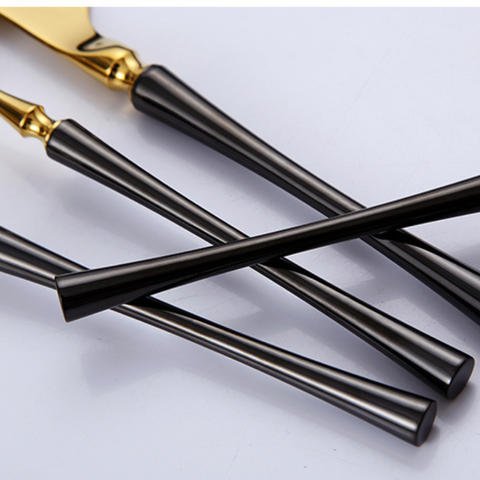 Bộ Dao Muỗng Nĩa Serena Black Gold Cutlery Set Inox 304 Cao Cấp Sang Trọng