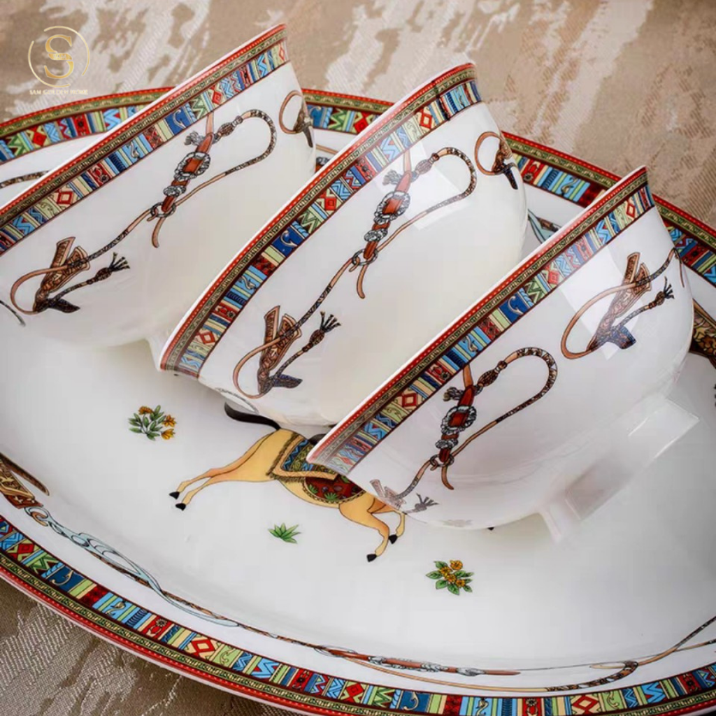 Bộ Tô Chén Đĩa New Jersey Sứ Xương Cao Cấp Sang Trọng Phong Cách Châu Âu