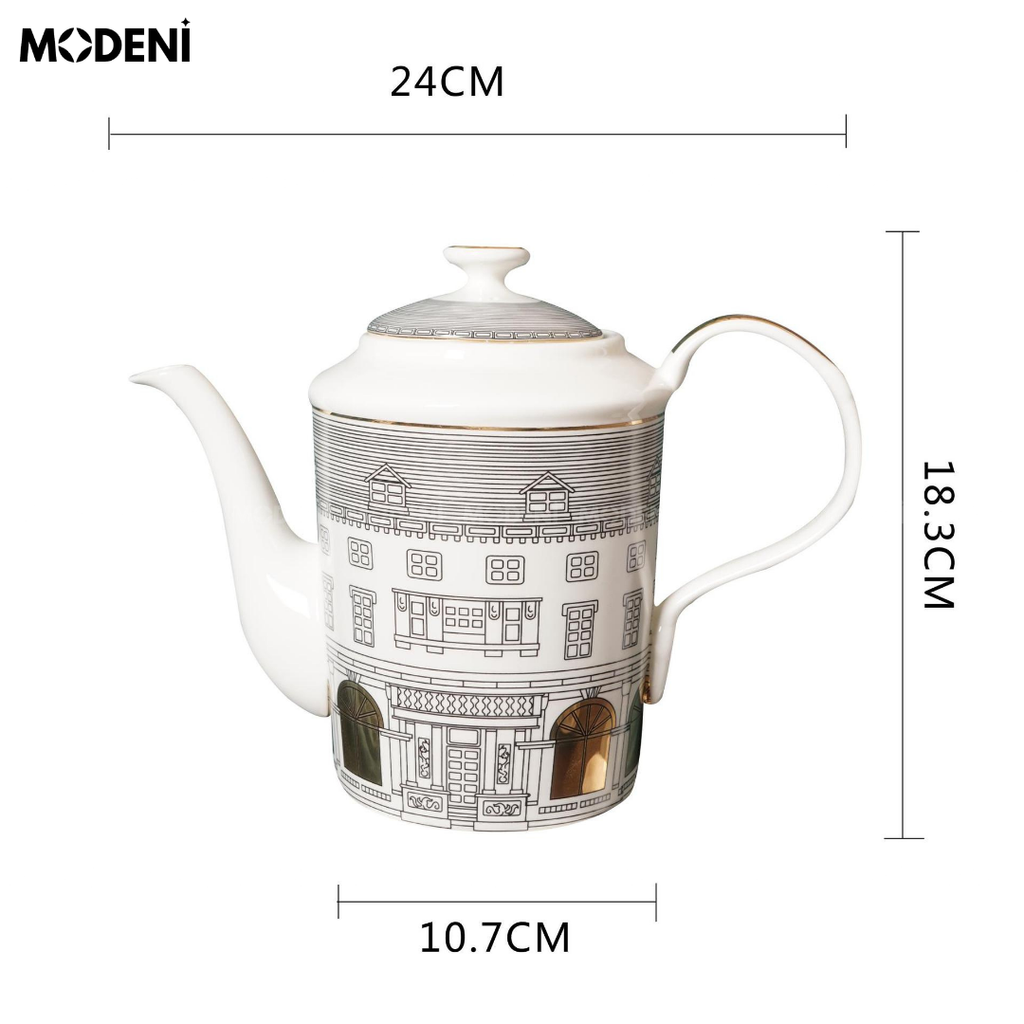 Bộ Bình Trà Họa Tiết Ngôi Nhà Hime Cao Cấp Sang Trọng