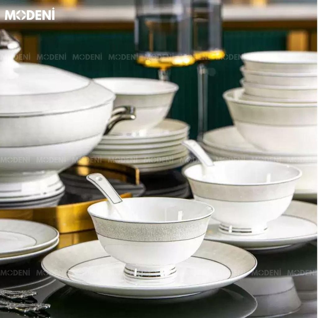 Bộ Tô Chén Đĩa Chén Sứ Xương Rachel Cao Cấp Sang Trọng