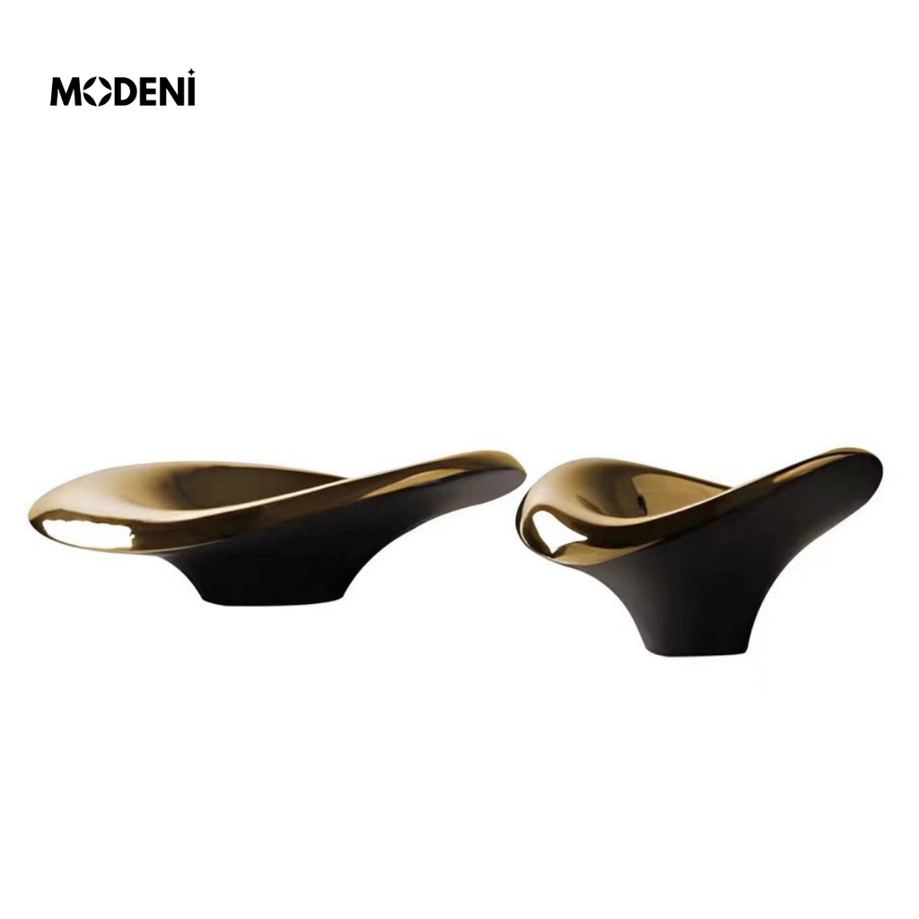 Tô Trái Cây Orson Nghệ Thuật Màu Gold – Thiết Kế Oval Viền Vàng Sang Trọng – Decor Bàn Sofa, Bàn Ăn, Kệ Tủ Phong Cách Hiện Đại