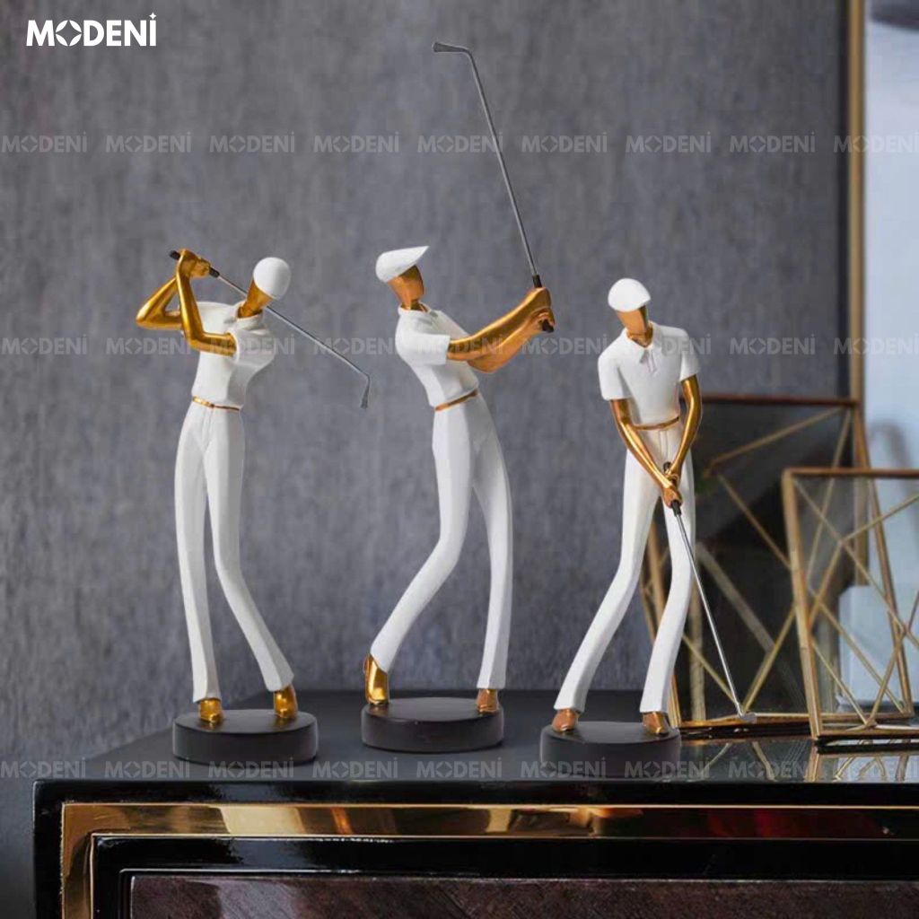 Set 3 Tượng Golf Boss Trắng Cao Cấp – Dáng Đứng Thanh Lịch – Điểm Nhấn Nghệ Thuật Cho Không Gian Sống Hiện Đại