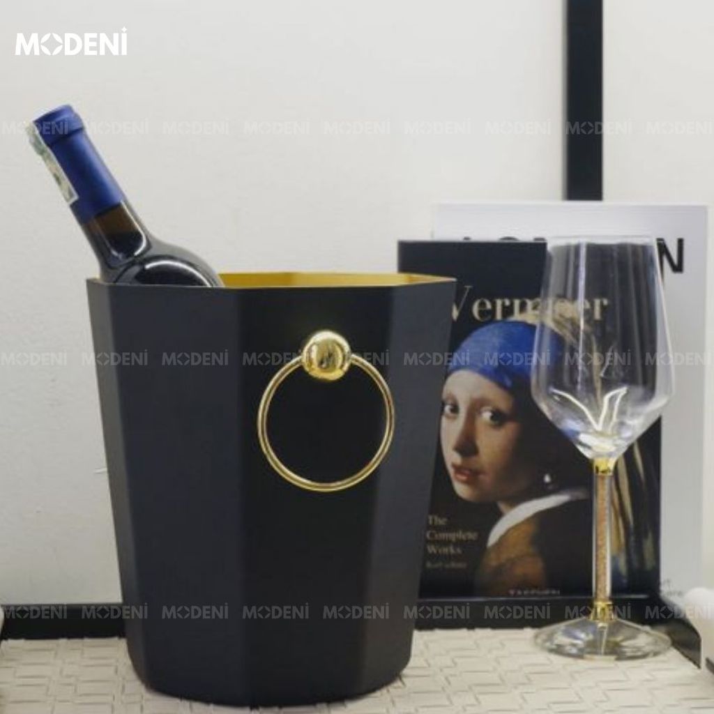 Xô Đá Gela Black Tay Cầm Mạ Vàng Sang Trọng Cao Cấp