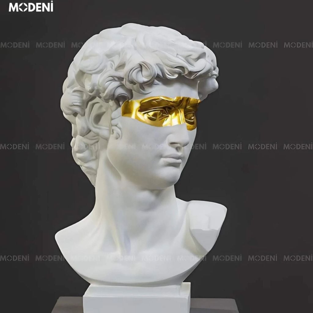 Tượng David Trắng Nghệ Thuật Trừu Tượng – Tầm Nhìn Vàng Nổi Bật – Trang Trí Bàn Làm Việc, Kệ Sách, Văn Phòng Thiết Kế