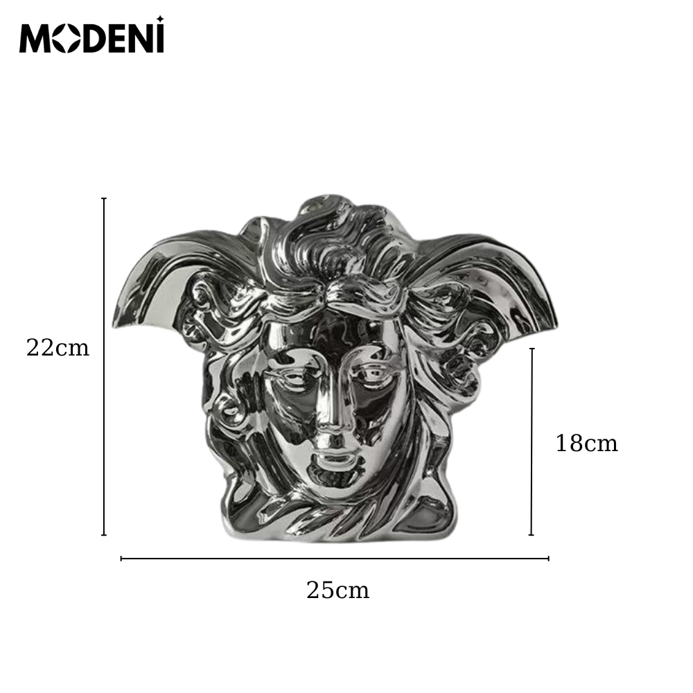 Bình Hoa Kết Hợp Tượng Trang Trí Silver Savona Gốm Sứ Sang Trọng Cao Cấp
