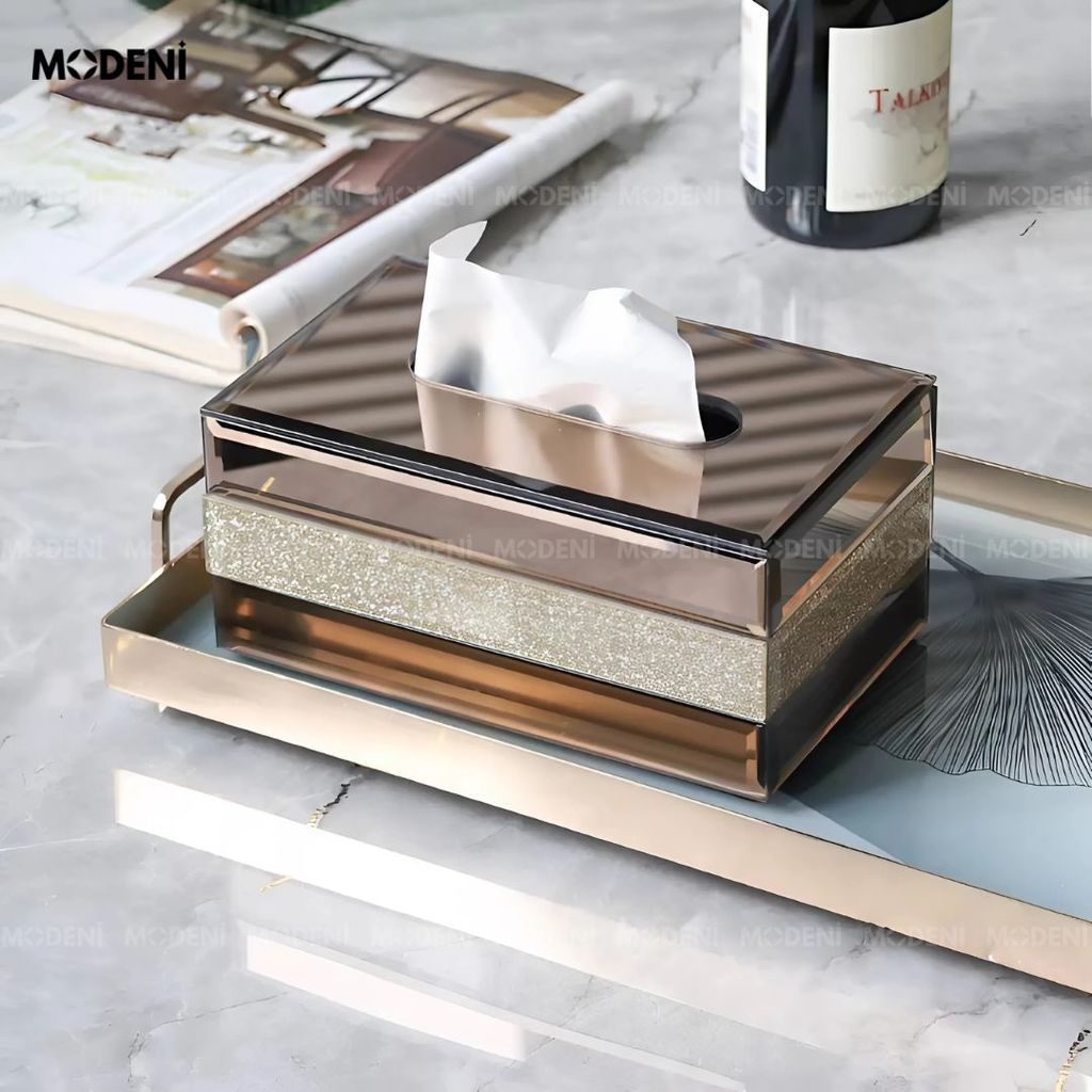 Hộp Đựng Khăn Giấy Saphir Cao Cấp – Thiết Kế Gương Phản Chiếu Sang Trọng, Phù Hợp Decor Bàn Sofa Phong Cách Châu Âu