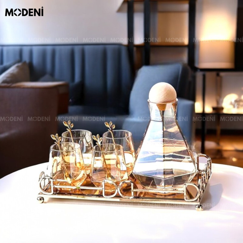  Bộ Bình Nước Halie Thủy Tinh Cao Cấp Màu Nâu Cam Phong Cách Châu Âu Hiện Đại 