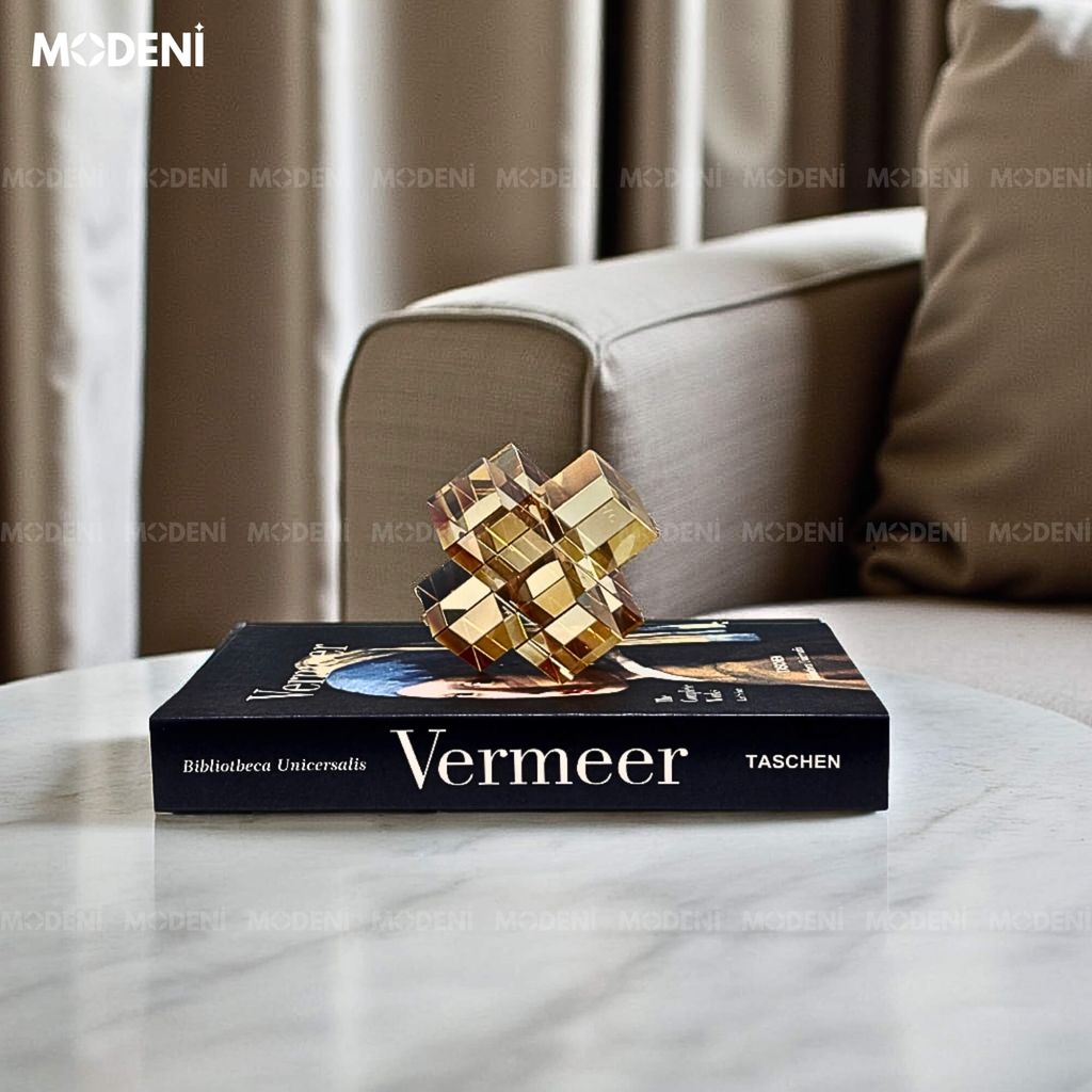 Tượng Cubex Cam Decor Nghệ Thuật Trừu Tượng – Trục Xoay Tư Duy Pha Lê – Decor Bàn Làm Việc, Kệ Sách, Văn Phòng Hiện Đại