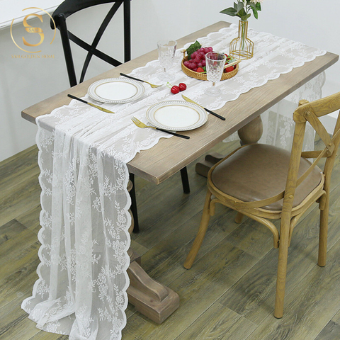  Khăn Table Runner Fiorella Ren Trắng Sang Trọng – Decor Bàn Ăn Tinh Tế 300x32cm 