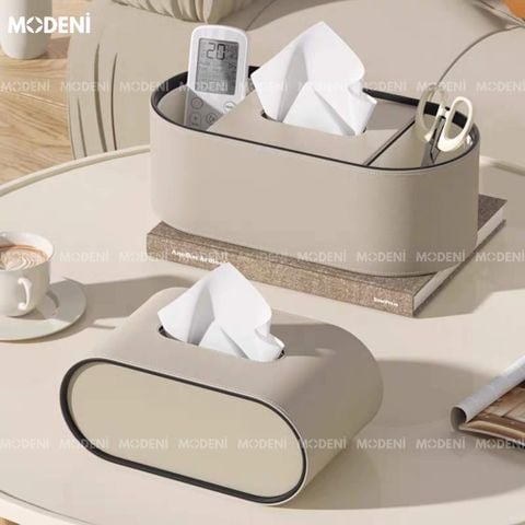 Hộp khăn giấy cao cấp Mova màu kem hiện đại để bàn sofa