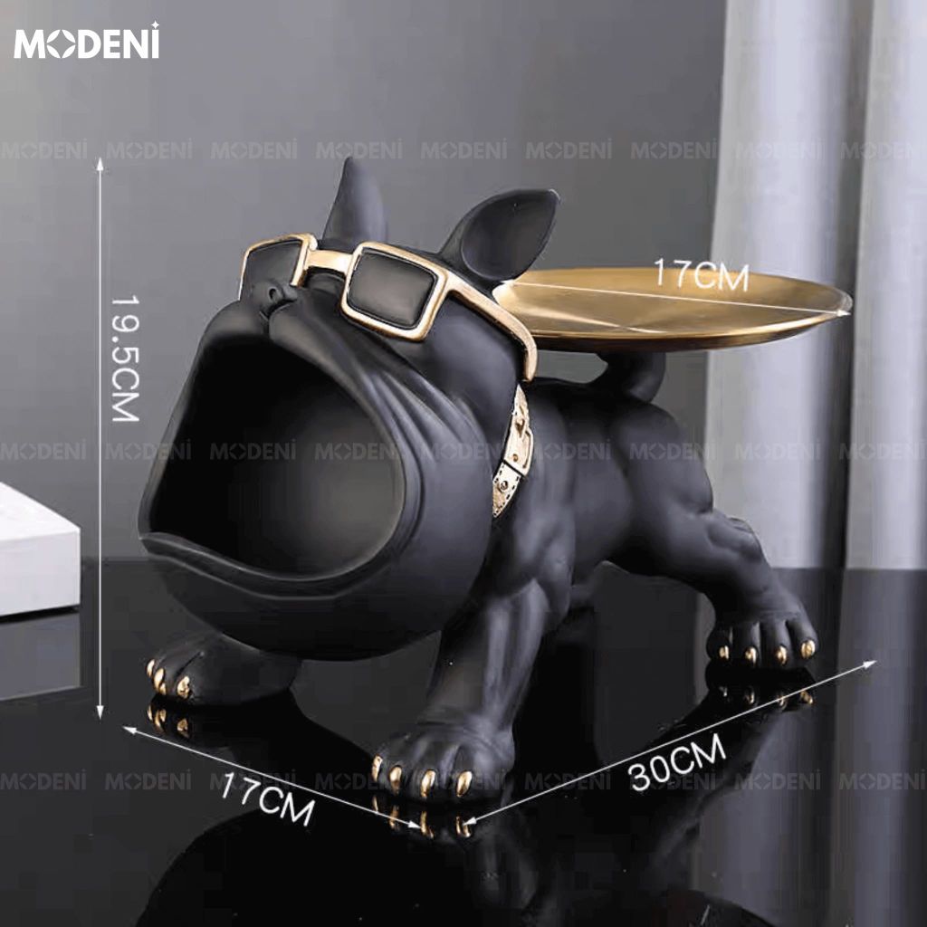 Tượng Chó Bê Khay Bulldog Luxe – Tượng Decor Con Vật Hiện Đại – Kiêm Khay Đựng Đồ Tiện Lợi Cho Bàn Console, Kệ Tủ