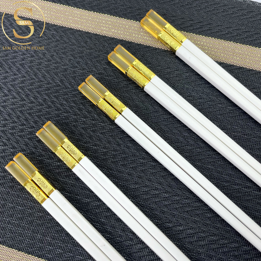 Đũa Amber White Khảm Vàng Sang Trọng