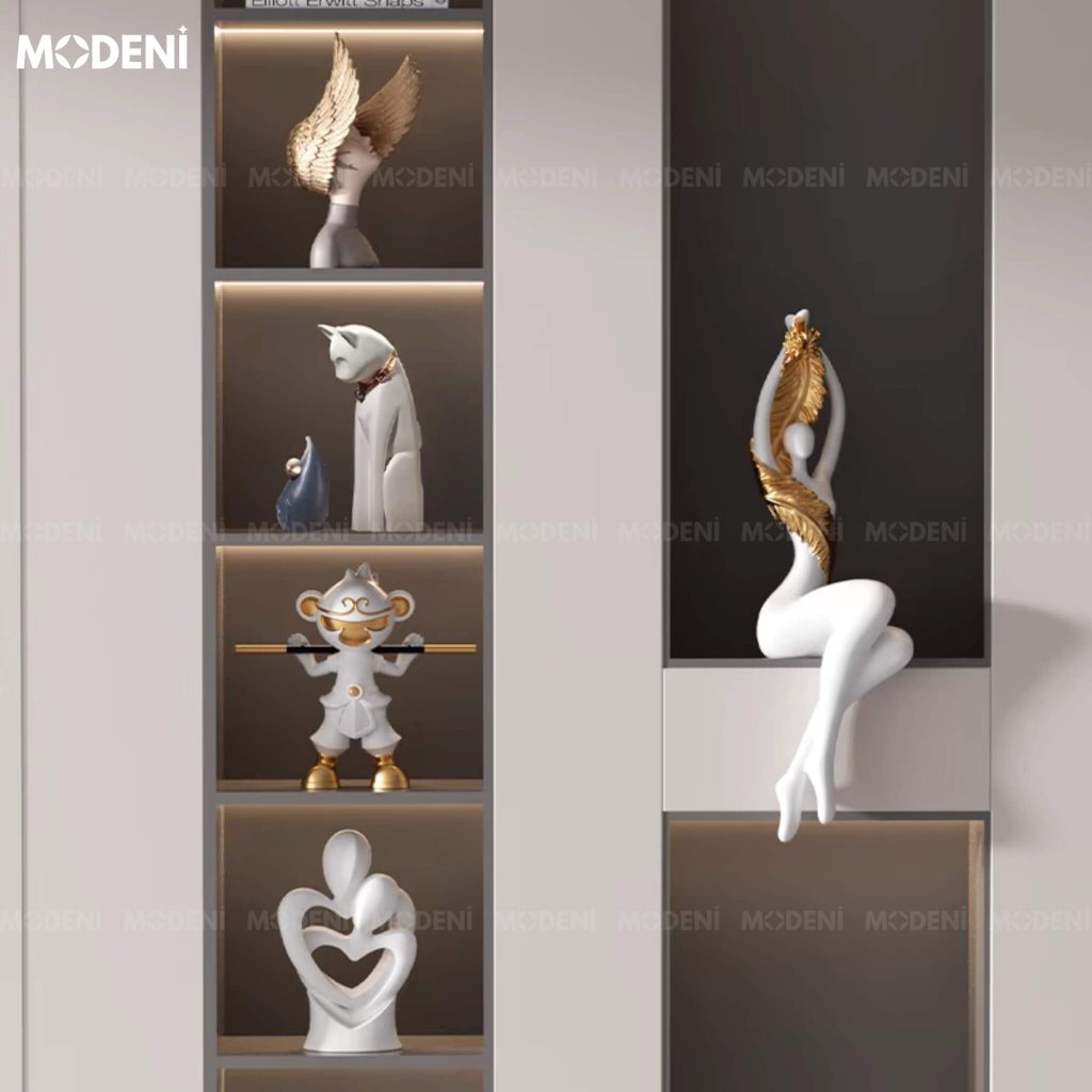 Tượng Trang Trí Diva Cao Cấp – Dáng Ngồi Thanh Lịch Kiêu Hãnh, Lý Tưởng Cho Decor Kệ Tủ & Quà Tặng Có Gu