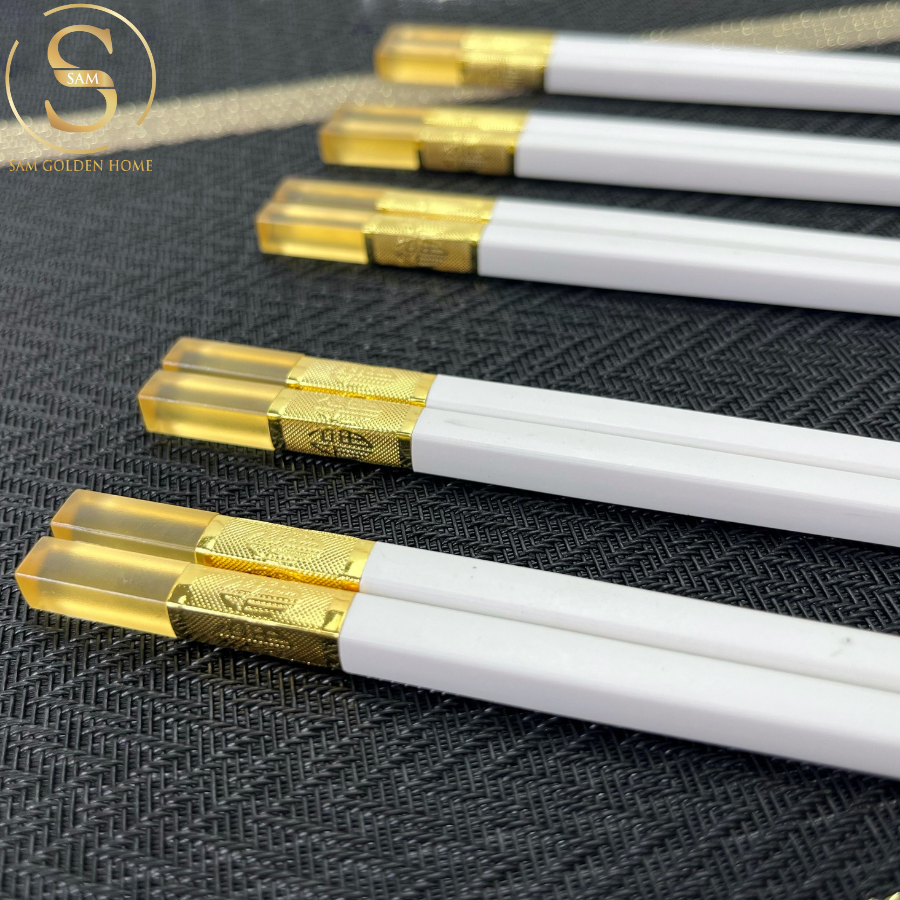 Đũa Amber White Khảm Vàng Sang Trọng