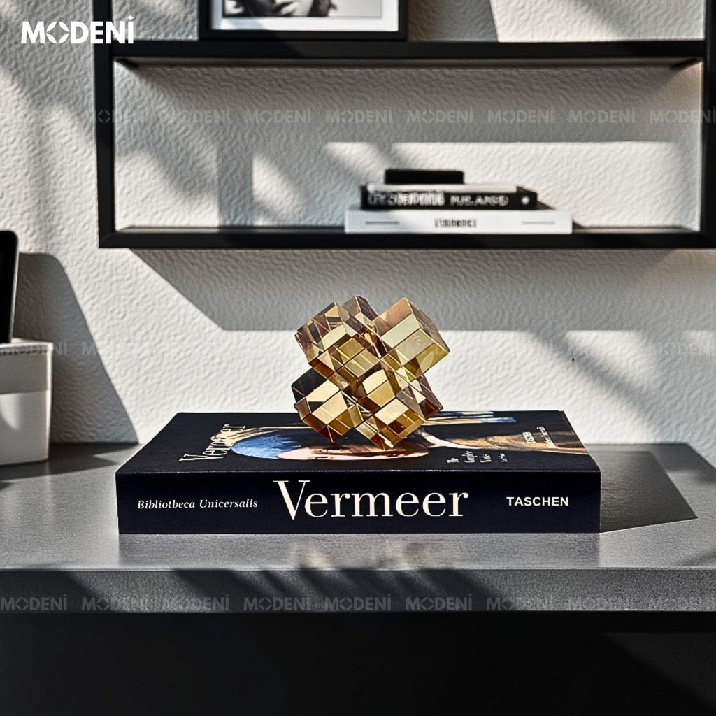 Tượng Cubex Cam Decor Nghệ Thuật Trừu Tượng – Trục Xoay Tư Duy Pha Lê – Decor Bàn Làm Việc, Kệ Sách, Văn Phòng Hiện Đại