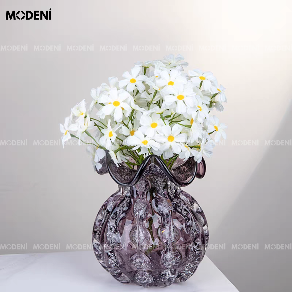 BÌnh Hoa Thủy Tinh Marano Amethyst Hiện Đại Cao Cấp