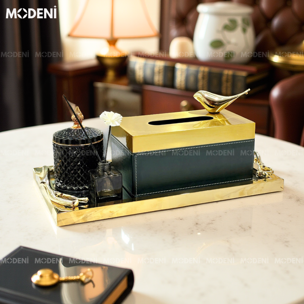 Khay Chữ Nhật Felix – Khay Decor Cao Cấp Sang Trọng – Tay Cầm Họa Tiết Nghệ Thuật – Phù Hợp Trang Trí Bàn Console, Bàn Sofa, Kệ Tủ Phòng Khách Hiện Đại