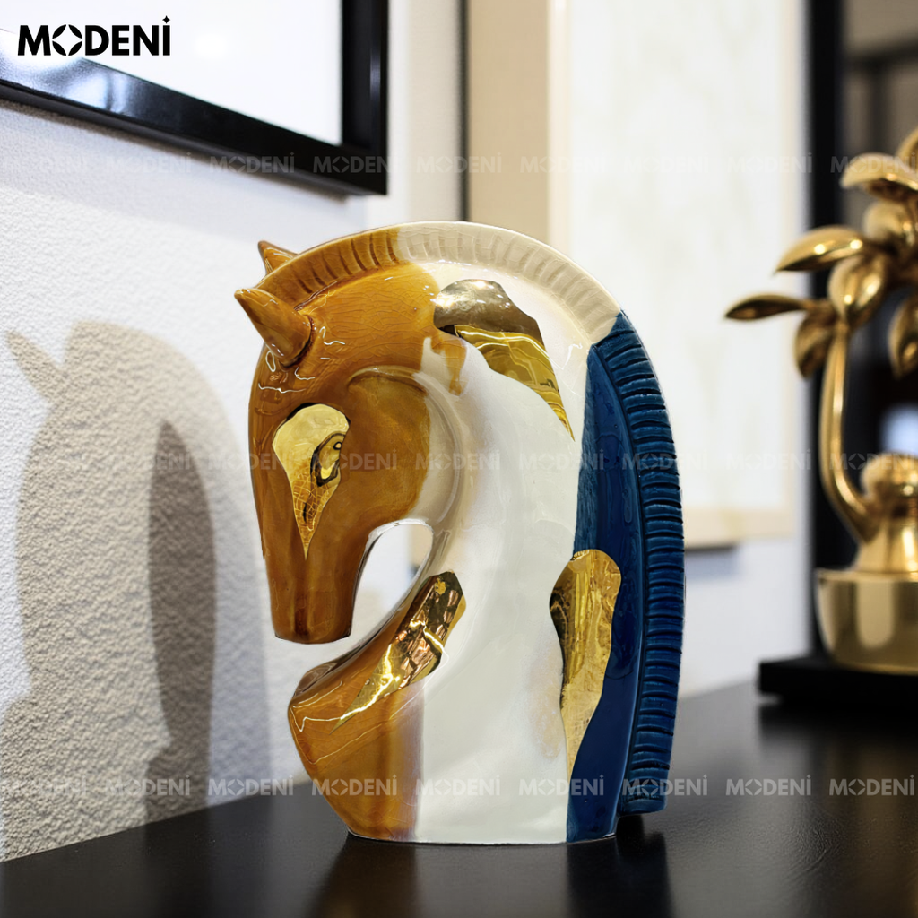 Tượng Ngựa Trang Trí Cloris – Decor Gốm Men Bóng Nghệ Thuật Hiện Đại – Phù Hợp Kệ Tủ, Bàn Console, Không Gian Làm Việc