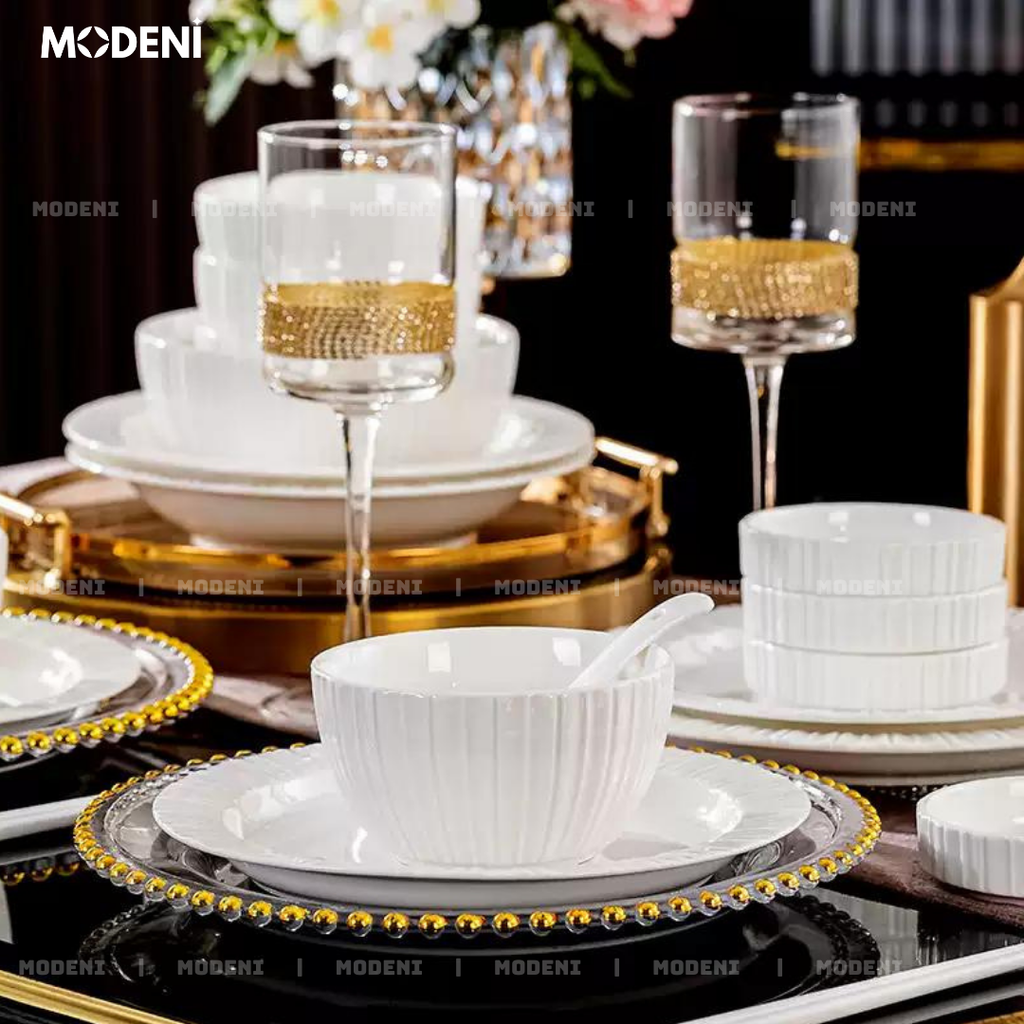 Bộ Chén Đĩa Sứ Tráng men Lumina Cao Cấp Sang Trọng