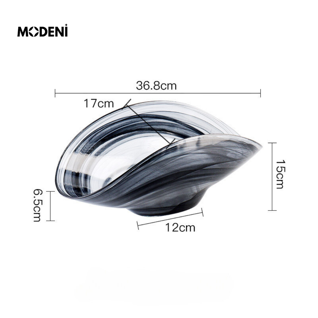 Tô Trái Cây Thủy Tinh Calista – Tô Thủy Tinh Nghệ Thuật Loang Màu – Thiết Kế Oval Bo Cong Độc Đáo – Kích Thước 36.8cm – Decor Hiện Đại Tối Giản