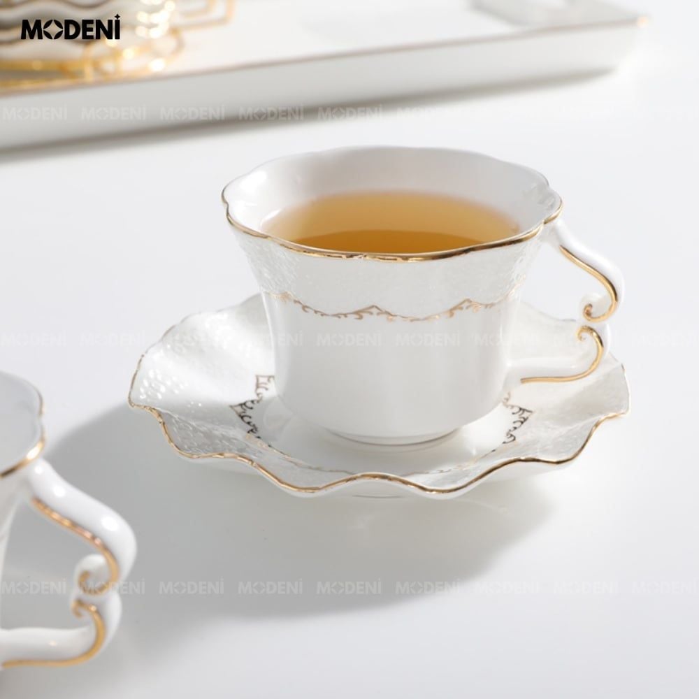 Bộ Ấm Trà Lisa Sứ Tráng Men Cao Cấp Kèm Khay Đựng Sang Trọng Phong Cách Châu Âu