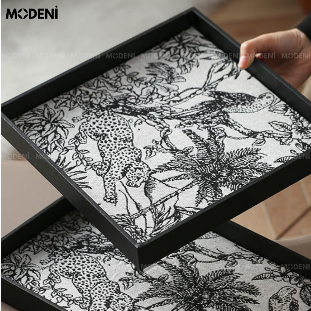 Khay Aylin Tiger – Decor Hình Vuông Hiện Đại – Hoạ Tiết Jacquard Nghệ Thuật Cá Tính, Nhỏ Gọn, Phù Hợp Bàn Sofa, Bàn Trang Điểm, Không Gian Tối Giản