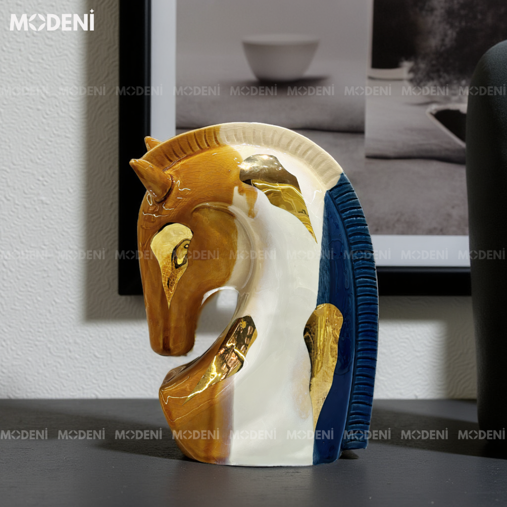 Tượng Ngựa Trang Trí Cloris – Decor Gốm Men Bóng Nghệ Thuật Hiện Đại – Phù Hợp Kệ Tủ, Bàn Console, Không Gian Làm Việc