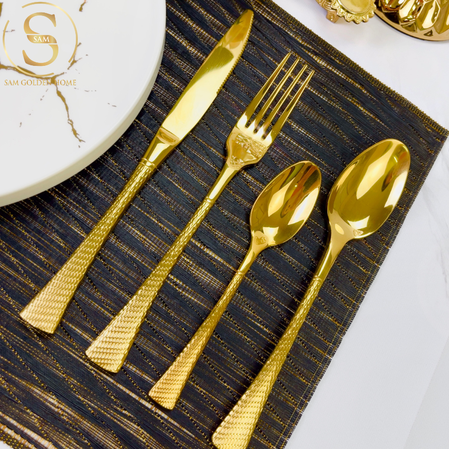 Dao Muỗng Nĩa Salmon Mạ Vàng Gold Hiện Đại Sang Trọng (LẺ)