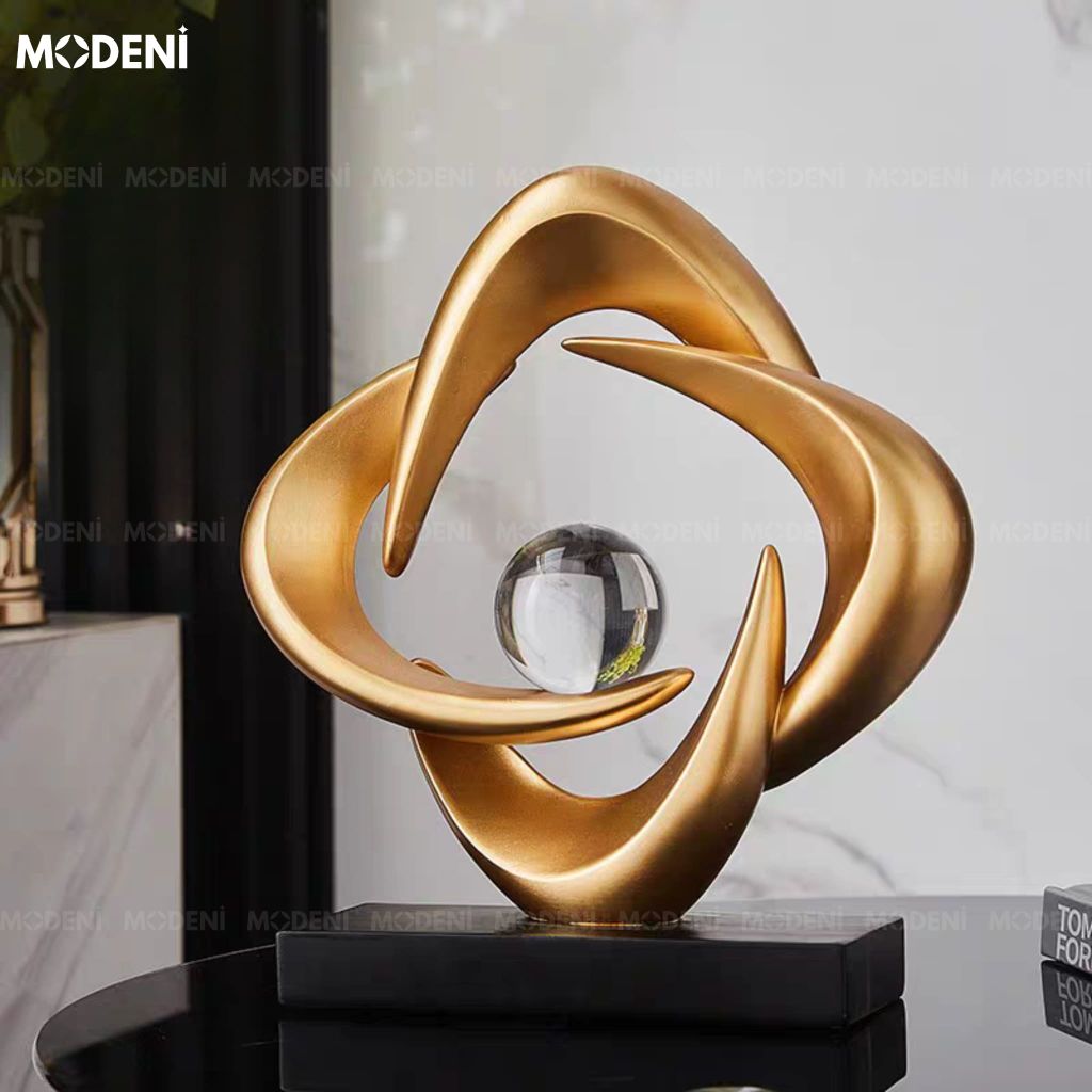 Tượng Trang Trí Cosmic Gold – Tượng Nghệ Thuật Resin Mạ Vàng Sang Trọng – Biểu Tượng Năng Lượng Cân Bằng – Decor Hiện Đại Cho Bàn Console, Kệ Sách, Phòng Khách