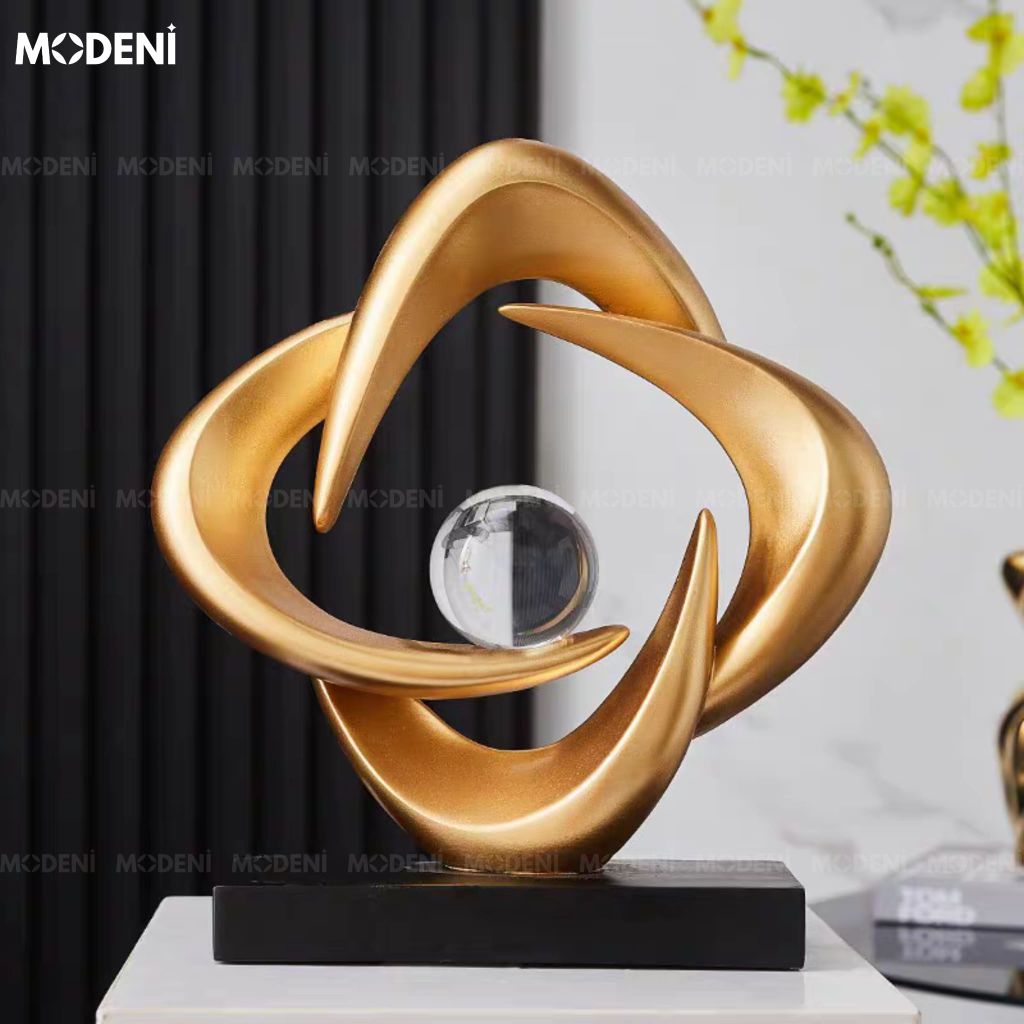 Tượng Trang Trí Cosmic Gold – Tượng Nghệ Thuật Resin Mạ Vàng Sang Trọng – Biểu Tượng Năng Lượng Cân Bằng – Decor Hiện Đại Cho Bàn Console, Kệ Sách, Phòng Khách