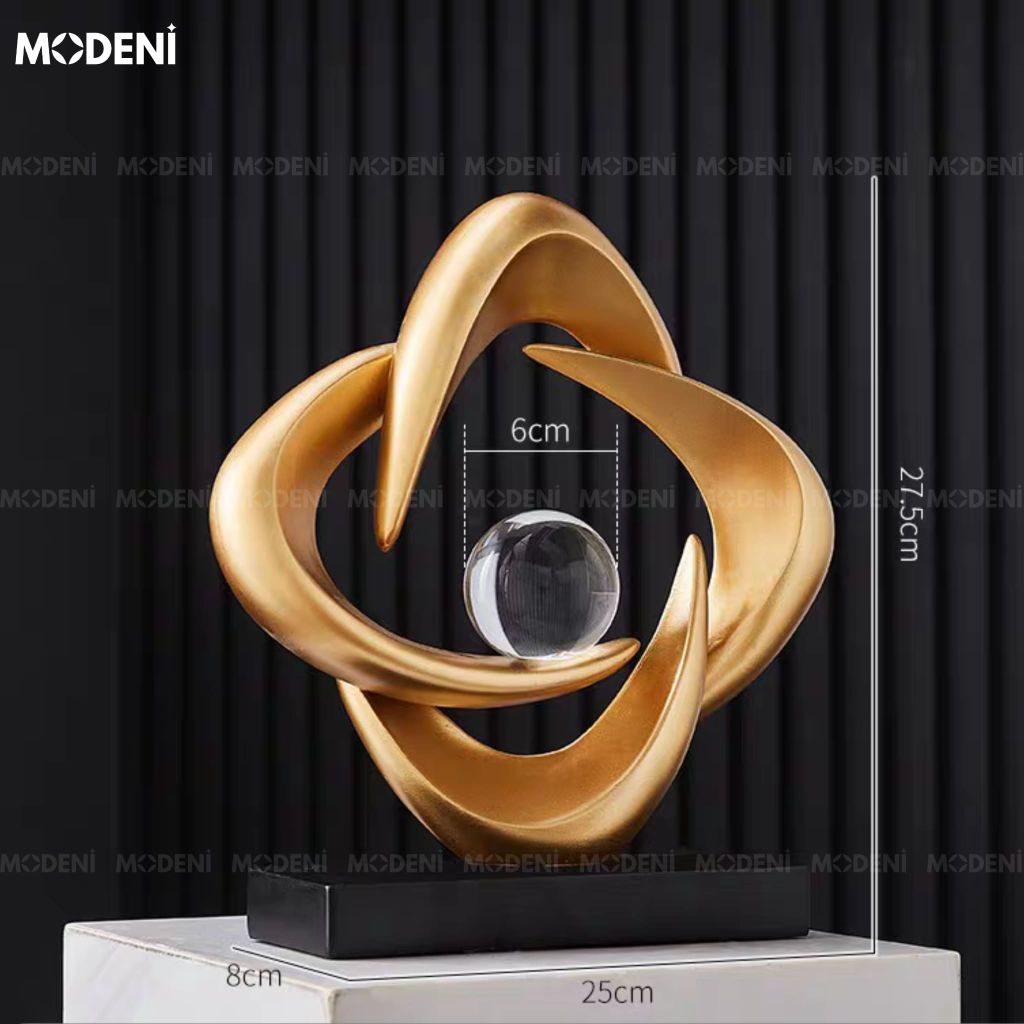 Tượng Trang Trí Cosmic Gold – Tượng Nghệ Thuật Resin Mạ Vàng Sang Trọng – Biểu Tượng Năng Lượng Cân Bằng – Decor Hiện Đại Cho Bàn Console, Kệ Sách, Phòng Khách