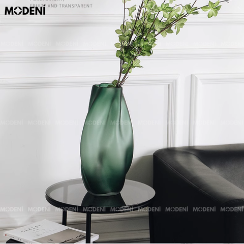 Bình hoa thủy tinh Green Mirage nghệ thuật cao cấp trang trí bàn sofa