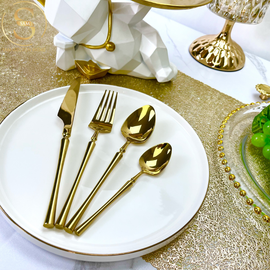 Bộ Dao Muỗng Nĩa Inox 304 Serena Gold Cutlery Set Cao Cấp