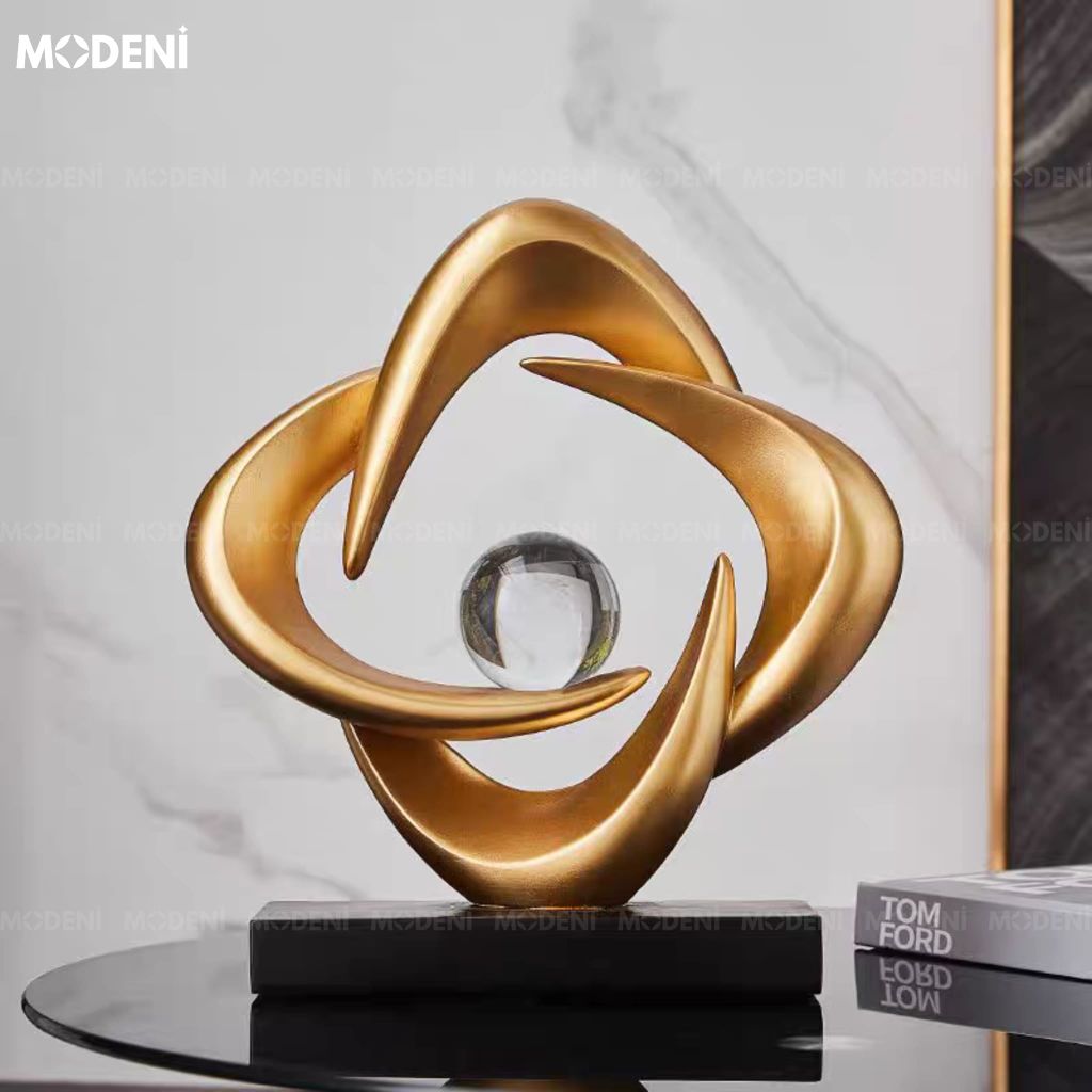 Tượng Trang Trí Cosmic Gold – Tượng Nghệ Thuật Resin Mạ Vàng Sang Trọng – Biểu Tượng Năng Lượng Cân Bằng – Decor Hiện Đại Cho Bàn Console, Kệ Sách, Phòng Khách