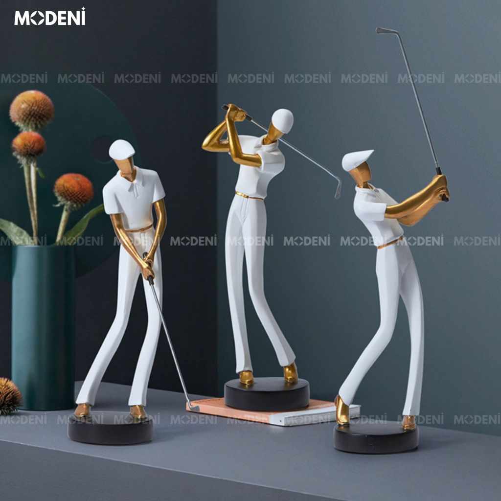Set 3 Tượng Golf Boss Trắng Cao Cấp – Dáng Đứng Thanh Lịch – Điểm Nhấn Nghệ Thuật Cho Không Gian Sống Hiện Đại