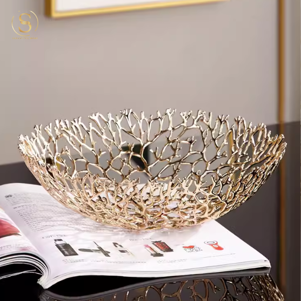 Tô Đựng Bánh Kẹo Trái Cây Cao Cấp Evan Mạ Vàng Sang Trọng