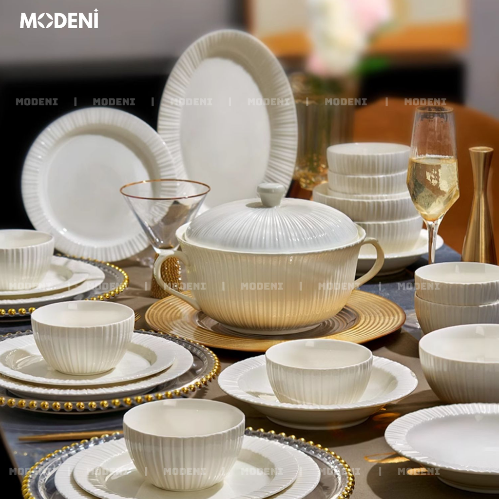 Bộ Chén Đĩa Sứ Tráng men Lumina Cao Cấp Sang Trọng