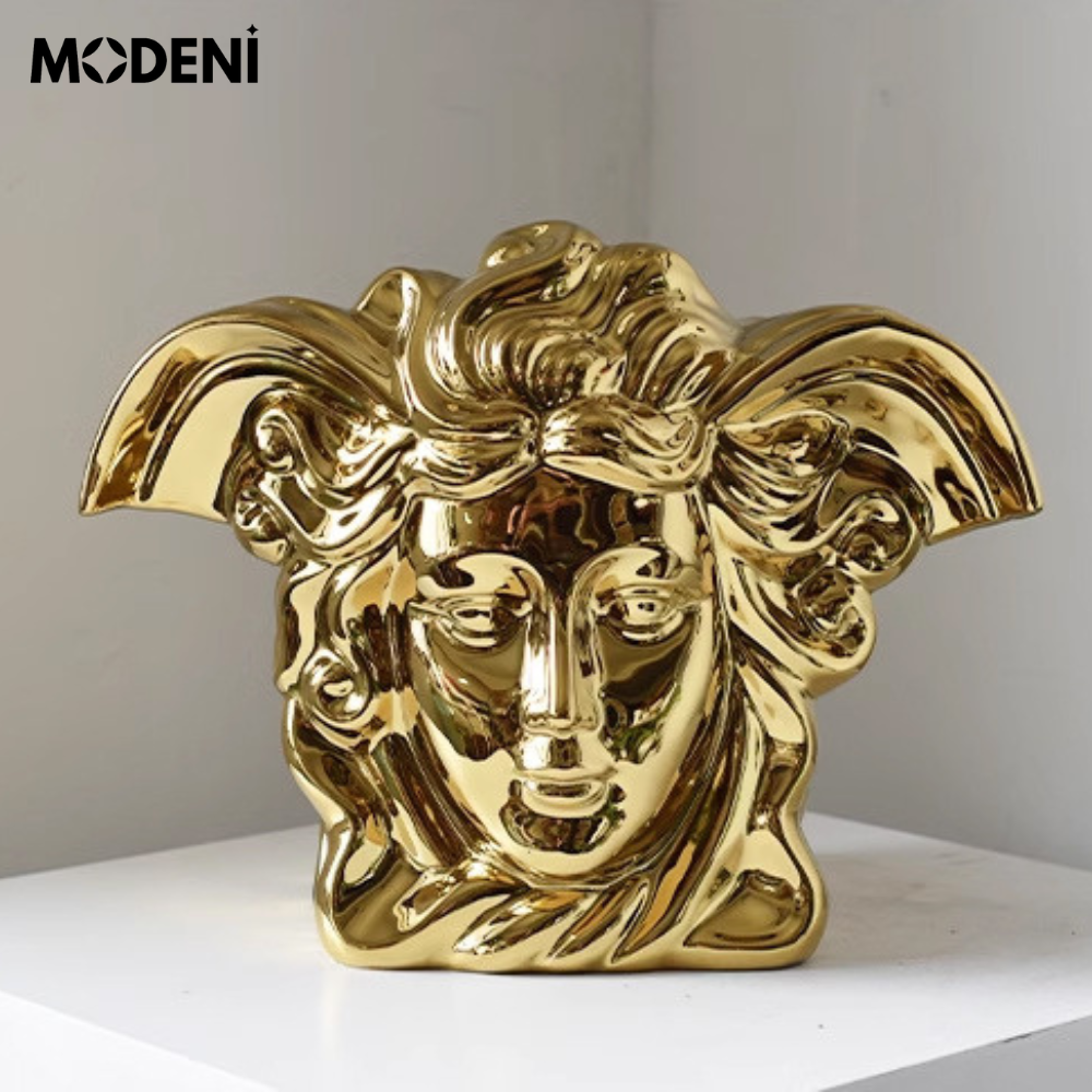 Bình Hoa Kết Hợp Tượng Trang Trí Golden Savona Gốm Sứ Sang Trọng Cao Cấp