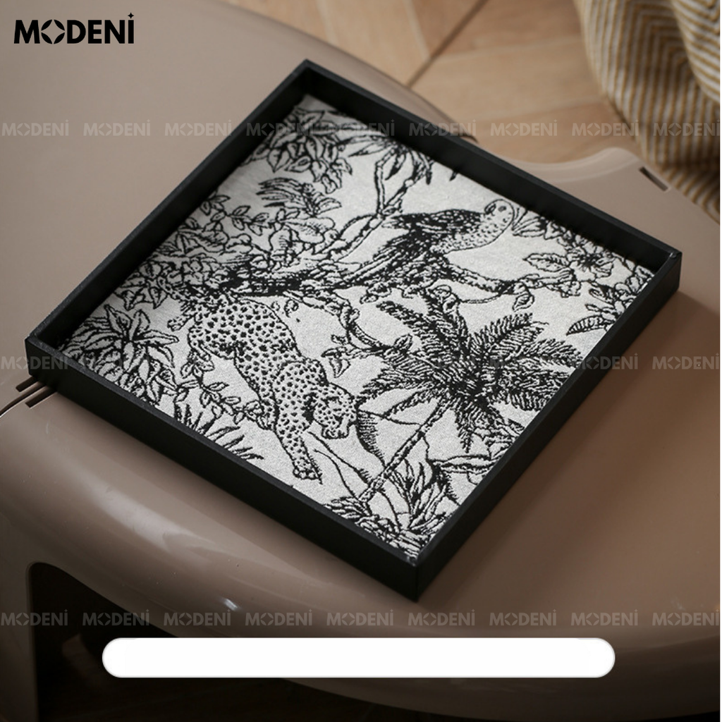 Khay Aylin Tiger – Decor Hình Vuông Hiện Đại – Hoạ Tiết Jacquard Nghệ Thuật Cá Tính, Nhỏ Gọn, Phù Hợp Bàn Sofa, Bàn Trang Điểm, Không Gian Tối Giản