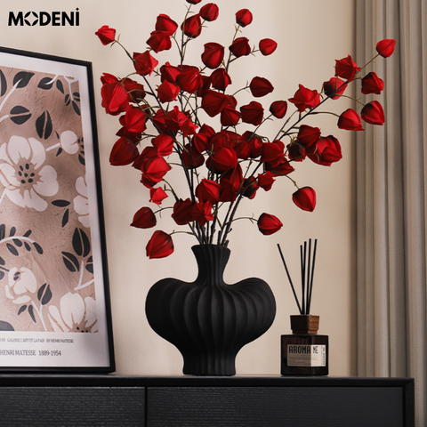 Bình hoa sứ Curva cao cấp nghệ thuật hiện đại màu trắng