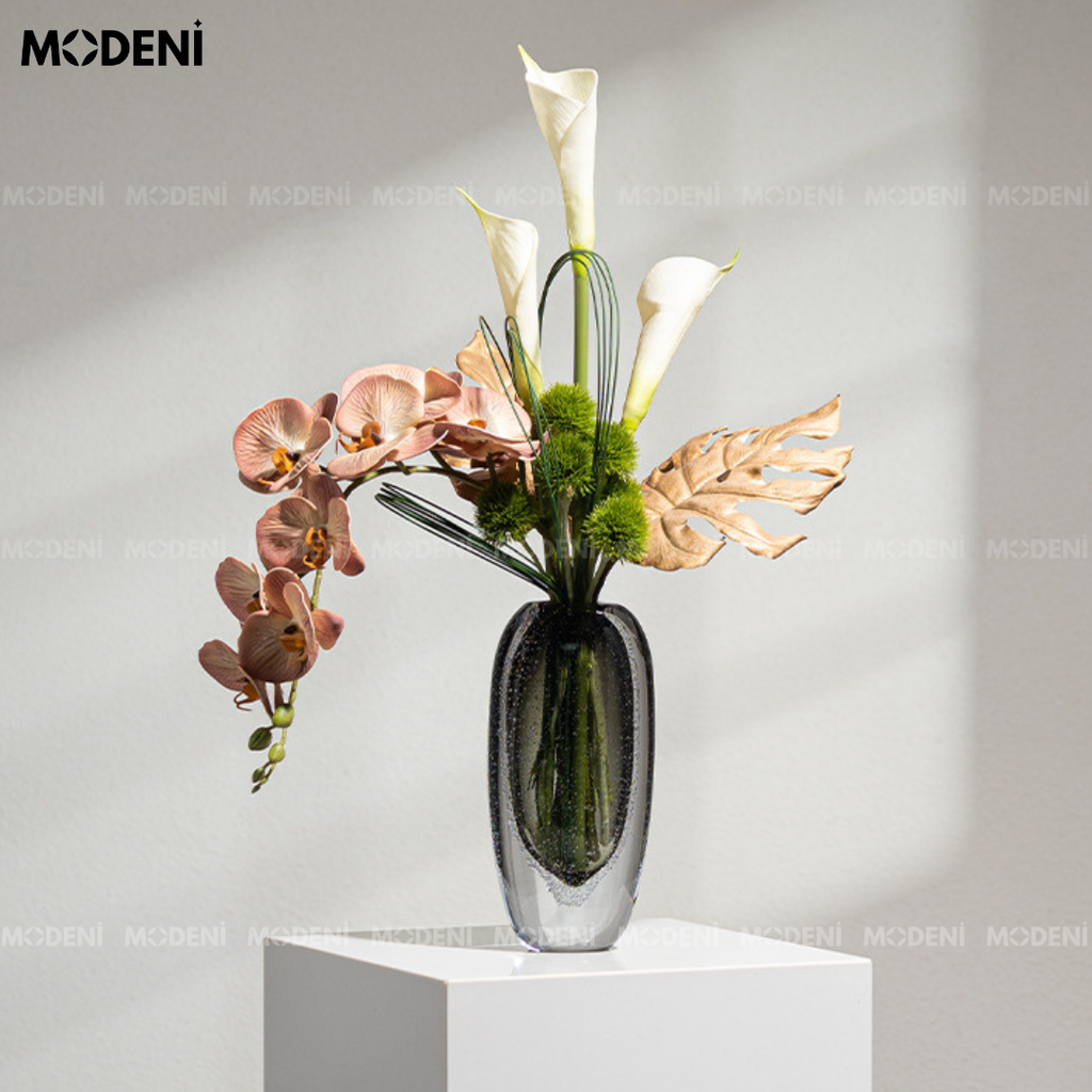 Bình Hoa Thủy Tinh Nghệ Thuật Elysia – Thiết Kế Loang Màu Độc Đáo – Decor Bàn Console, Kệ Tủ Hiện Đại