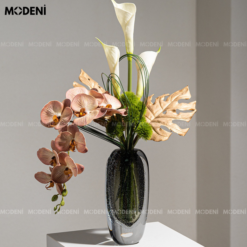 Bình Hoa Thủy Tinh Nghệ Thuật Elysia – Thiết Kế Loang Màu Độc Đáo – Decor Bàn Console, Kệ Tủ Hiện Đại