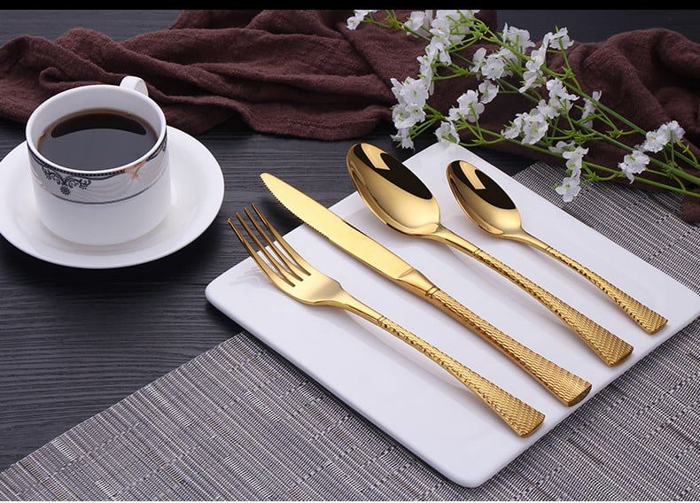 Dao Muỗng Nĩa Salmon Mạ Vàng Gold Hiện Đại Sang Trọng (LẺ)