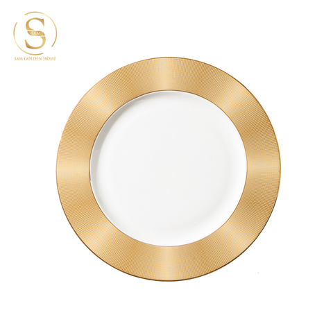  Đĩa Sứ Halcyon Viền Vàng Cỡ Lớn Sang Trọng Cao Cấp 