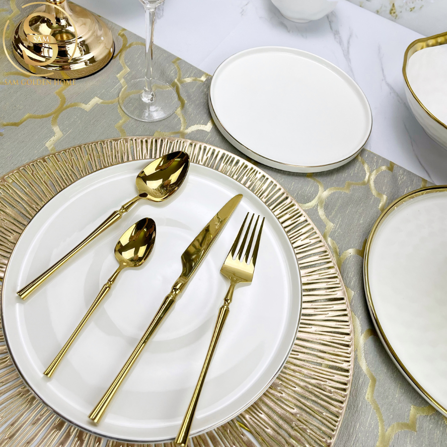 Bộ Dao Muỗng Nĩa Inox 304 Serena Gold Cutlery Set Cao Cấp